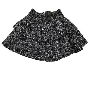 NWT Katie J NYC Brooke Skirt Black Floral Smocked Ruffle Teen M